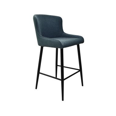 Rubens - Bar Stool in Blue Boucle Fabric (Pair) Rubens - Bar Stool in Blue Boucle Fabric (Pair)