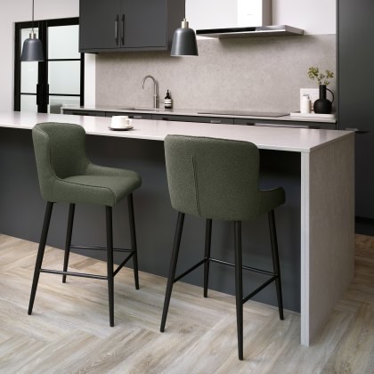 Rubens - Bar Stool in Green Boucle Fabric (Pair) Rubens - Bar Stool in Green Boucle Fabric (Pair)