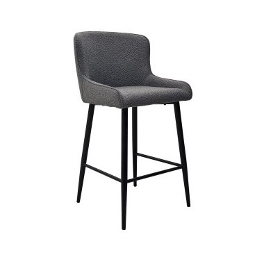 Rubens - Bar Stool in Grey Boucle Fabric (Pair) Rubens - Bar Stool in Grey Boucle Fabric (Pair)