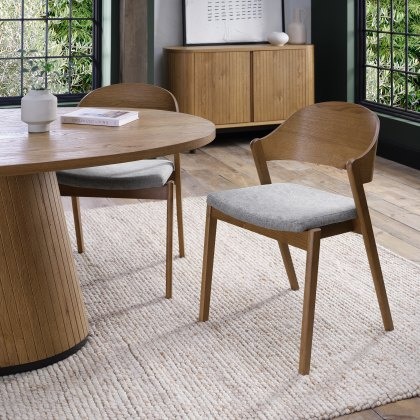 Astra - Rustic Oak Dining Chair in Grey Fabric (Pair) Astra - Rustic Oak Dining Chair in Grey Fabric (Pair)