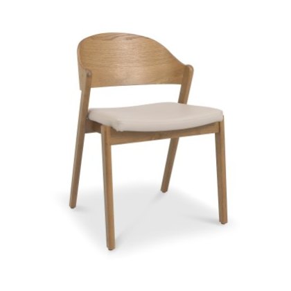 Astra - Rustic Oak Dining Chair in Ivory Bonded Leather (Pair) Astra - Rustic Oak Dining Chair in Ivory Bonded Leather (Pair)