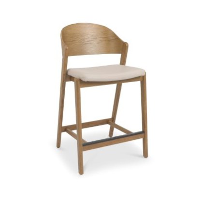 Astra - Rustic Oak Bar Stool in Ivory Bonded Leather Astra - Rustic Oak Bar Stool in Ivory Bonded Leather