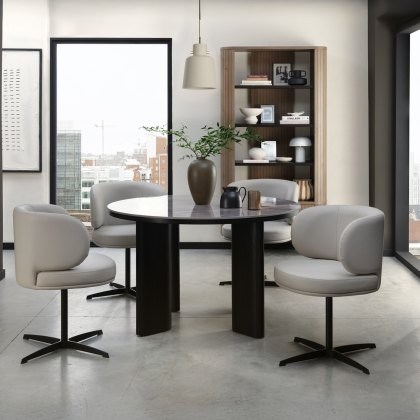 Carmen - Grey Ceramic 4 Seater Round Dining Table Carmen - Grey Ceramic 4 Seater Round Dining Table