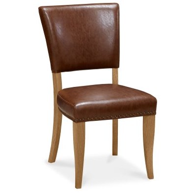 Rivera - Rustic Oak Dining Chair in Tan Faux Leather (Pair) Rivera - Rustic Oak Dining Chair in Tan Faux Leather (Pair)