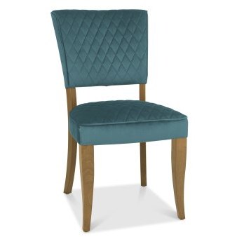 Constable - Rustic Oak Dining Chair in Azure Velvet (Pair) Constable - Rustic Oak Dining Chair in Azure Velvet (Pair)