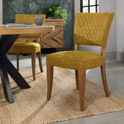 Constable - Rustic Oak Dining Chair in Mustard Velvet (Pair) Constable - Rustic Oak Dining Chair in Mustard Velvet (Pair)
