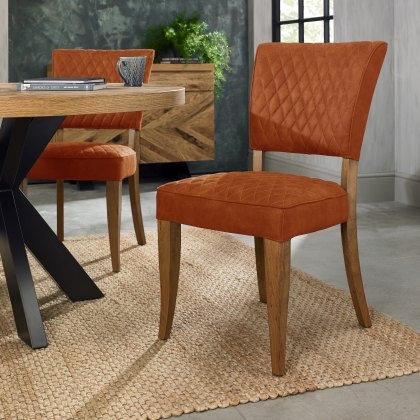 Constable - Rustic Oak Dining Chair in Rust Velvet (Pair) Constable - Rustic Oak Dining Chair in Rust Velvet (Pair)