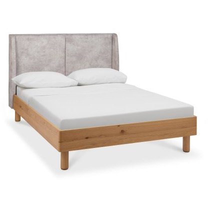 Astra - Knotty Oak Pearl Velvet Super King Bed Frame 180cm Astra - Knotty Oak Pearl Velvet Super King Bed Frame 180cm