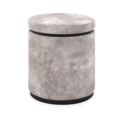 Astra - Knotty Oak Storage Stool in Pearl Velvet Astra - Knotty Oak Storage Stool in Pearl Velvet