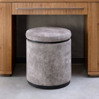 Astra - Knotty Oak Storage Stool in Pearl Velvet Astra - Knotty Oak Storage Stool in Pearl Velvet