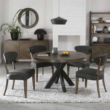 Bosco - Fumed Oak 4 Seater Circular Dining Table Bosco - Fumed Oak 4 Seater Circular Dining Table