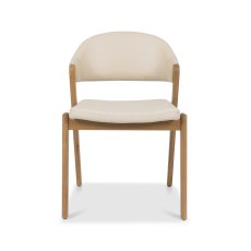 Rosen Rustic Oak Ivory Bonded Leather Upholstered Chairs