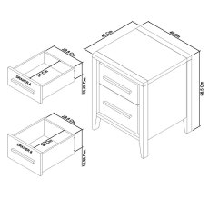 Rimini Aged Oak & Weathered Oak 2 Drawer Nightstand