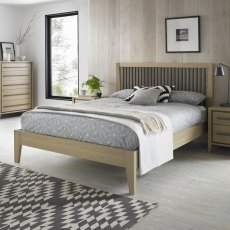 Rimini Aged Oak & Weathered Oak Slatted Bedstead 135cm Double