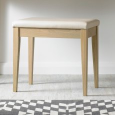 Rimini Aged Oak Stool - Ivory Bonded Leather