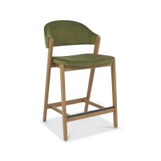 Rosen Rustic Oak Upholstered Bar Stool in an Cedar Velvet Fabric (Single)