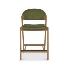 Rosen Rustic Oak Upholstered Bar Stool in an Cedar Velvet Fabric (Single)