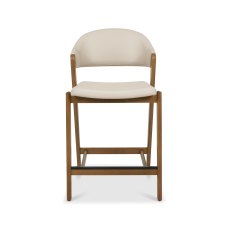 Rosen Rustic Oak Upholstered Bar Stool in an Ivory Bonded Leather (Single)