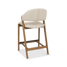 Rosen Rustic Oak Upholstered Bar Stool in an Ivory Bonded Leather (Single)