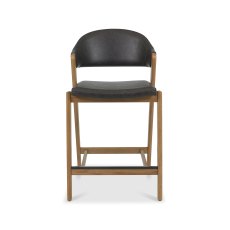 Rosen Rustic Oak Upholstered Bar Stool in an Old West Vintage Fabric (Single)