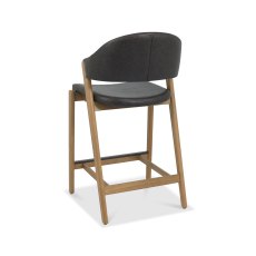 Rosen Rustic Oak Upholstered Bar Stool in an Old West Vintage Fabric (Single)