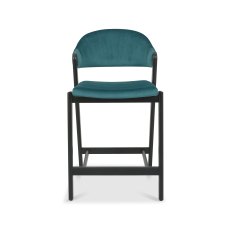 Rosen Peppercorn Upholstered Bar Stool in an Azure Velvet Fabric (Single)