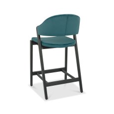 Rosen Peppercorn Upholstered Bar Stool in an Azure Velvet Fabric (Single)