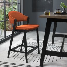 Rosen Peppercorn Upholstered Bar Stool in a Rust Velvet Fabric (Single)