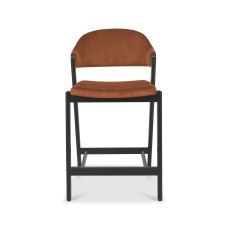 Rosen Peppercorn Upholstered Bar Stool in a Rust Velvet Fabric (Single)