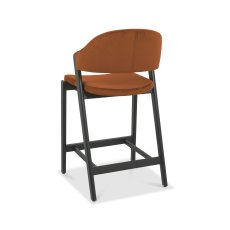 Rosen Peppercorn Upholstered Bar Stool in a Rust Velvet Fabric (Single)