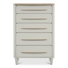 Norman Scandi Oak & Soft Grey 5 Drawer Chest