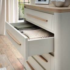 Norman Scandi Oak & Soft Grey 5 Drawer Chest