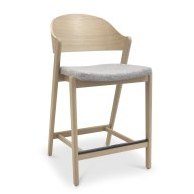 Astra - Scandi Oak Bar Stool in Grey Fabric Astra - Scandi Oak Bar Stool in Grey Fabric
