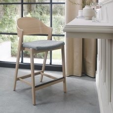 Astra - Scandi Oak Bar Stool in Grey Fabric Astra - Scandi Oak Bar Stool in Grey Fabric