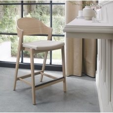 Astra - Scandi Oak Bar Stool in Ivory Bonded Leather Astra - Scandi Oak Bar Stool in Ivory Bonded Leather