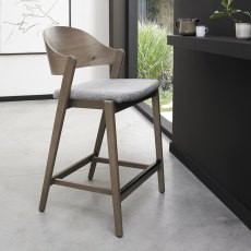 Astra - Grey Oiled Oak Bar Stool in Grey Fabric Astra - Grey Oiled Oak Bar Stool in Grey Fabric