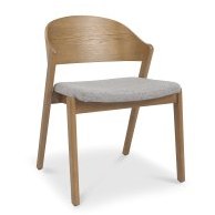 Astra - Rustic Oak Dining Chair in Grey Fabric (Pair) Astra - Rustic Oak Dining Chair in Grey Fabric (Pair)