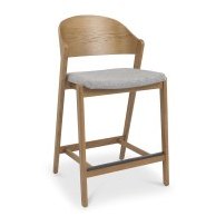 Astra - Rustic Oak Bar Stool in Grey Fabric Astra - Rustic Oak Bar Stool in Grey Fabric