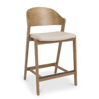 Astra - Rustic Oak Bar Stool in Ivory Bonded Leather Astra - Rustic Oak Bar Stool in Ivory Bonded Leather