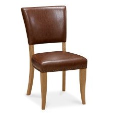Rivera - Rustic Oak Dining Chair in Tan Faux Leather (Pair) Rivera - Rustic Oak Dining Chair in Tan Faux Leather (Pair)