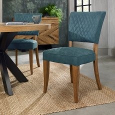Constable - Rustic Oak Dining Chair in Azure Velvet (Pair) Constable - Rustic Oak Dining Chair in Azure Velvet (Pair)
