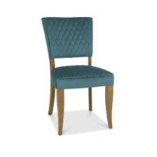 Constable - Rustic Oak Dining Chair in Azure Velvet (Pair) Constable - Rustic Oak Dining Chair in Azure Velvet (Pair)