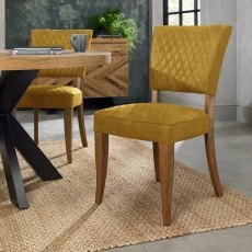 Constable - Rustic Oak Dining Chair in Mustard Velvet (Pair) Constable - Rustic Oak Dining Chair in Mustard Velvet (Pair)