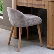 Astra - Knotty Oak Vanity Stool in Pearl Velvet Astra - Knotty Oak Vanity Stool in Pearl Velvet