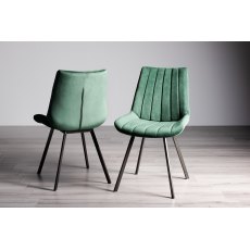 Blake Light Oak 6-8 Dining Table & 6 Fontana Green Velvet Fabric Chairs