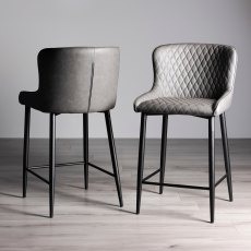 Cezanne - Bar Stool in Dark Grey Faux Leather (Pair) Cezanne - Bar Stool in Dark Grey Faux Leather (Pair)