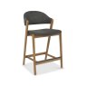 Rosen Rustic Oak Upholstered Bar Stool in a Dark Grey Fabric (Single)