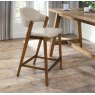 Rosen Rustic Oak Upholstered Bar Stool in an Ivory Bonded Leather (Single)